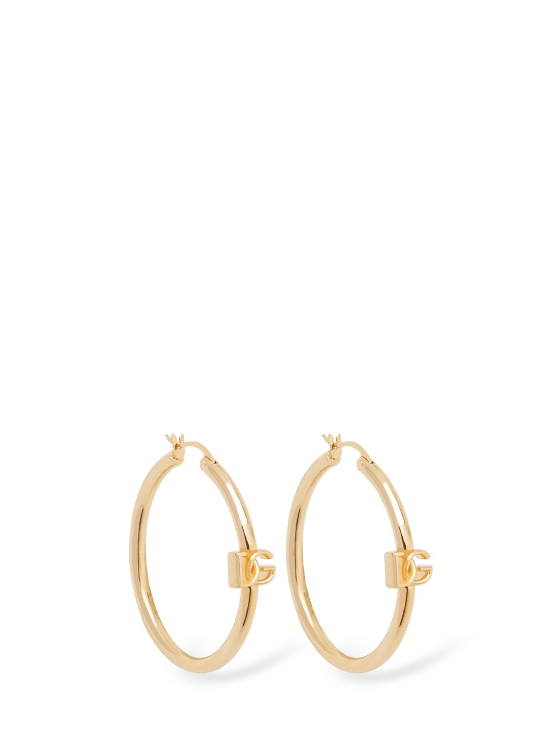 Shop Dolce & Gabbana Dg Logo Creole Earrings In Gold