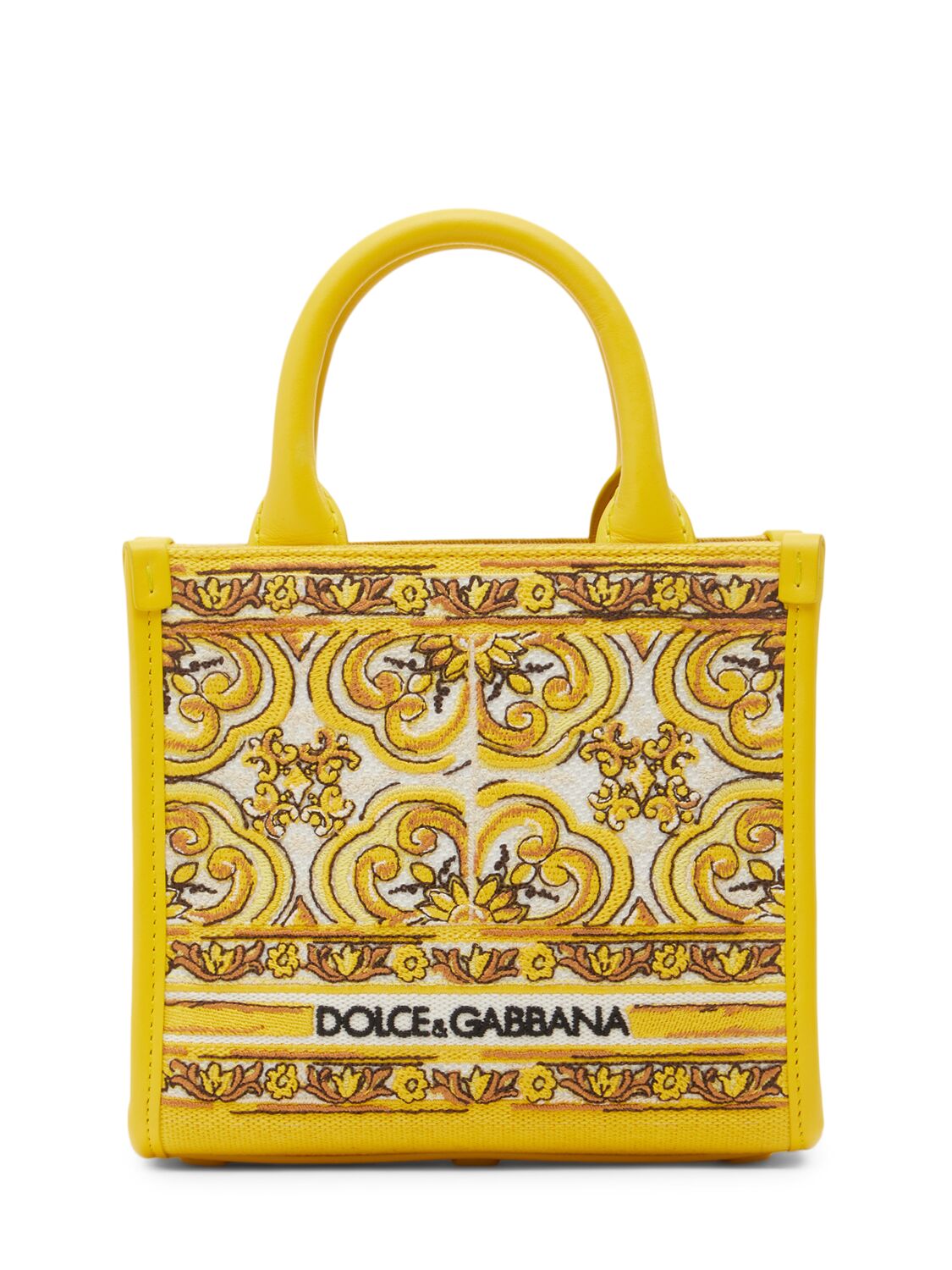 Dolce & Gabbana Small Dg Daily Maiolica Jacquard Bag In Azulejos Giallo