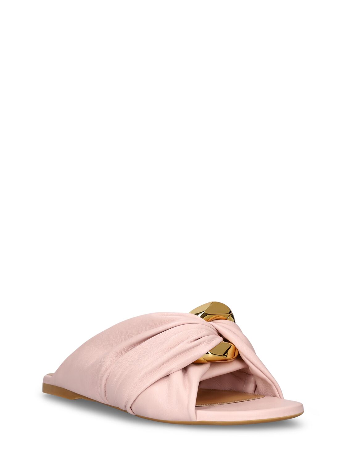 Shop Jw Anderson Corner Leather Slide Sandals In Pink