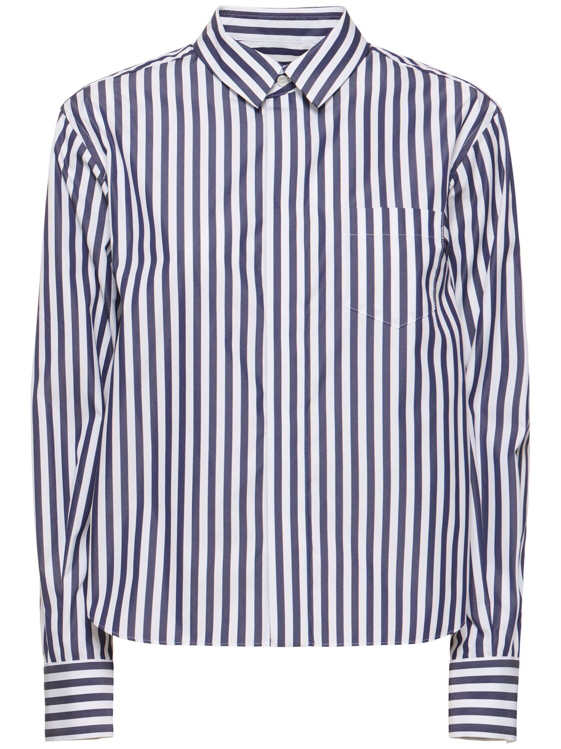 Shop Sacai Cotton Poplin & Nylon Twill Shirt In Blue Stripes