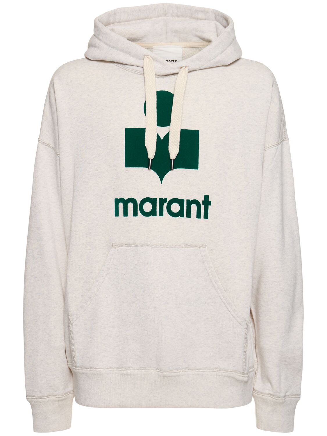 Marant Miley Flocked Logo Cotton Blend Hoodie In White,green