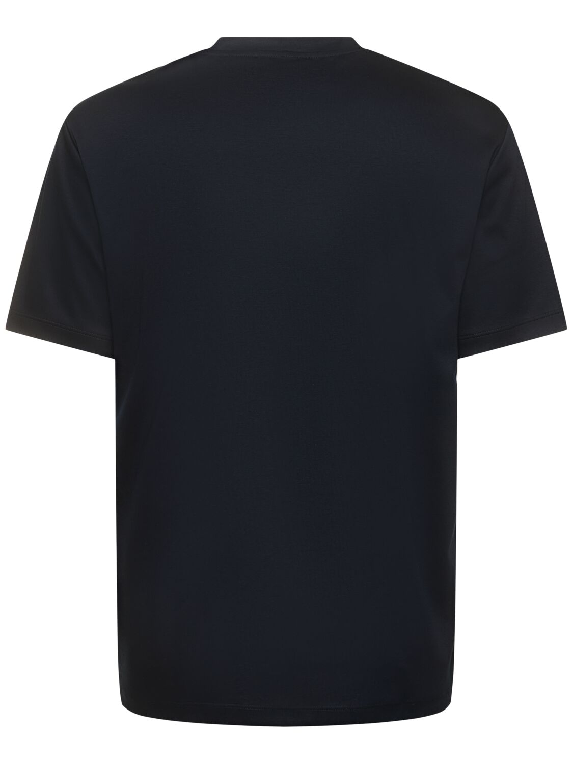 Shop Giorgio Armani Logo Embroidery Cotton T-shirt In Navy