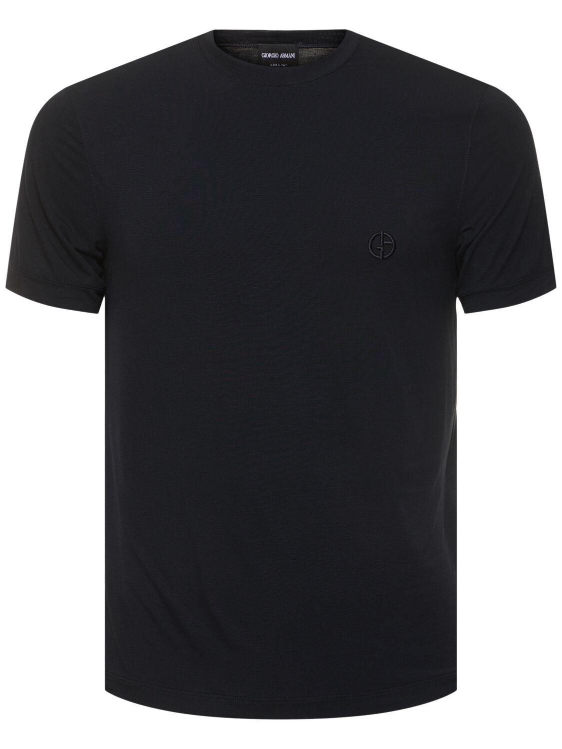 Giorgio Armani Mercerized Viscose Jersey T-shirt In Navy