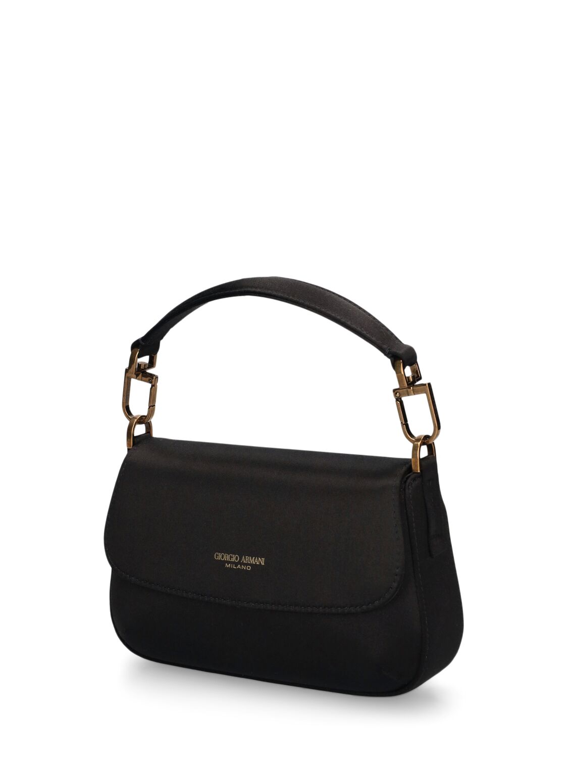 Shop Giorgio Armani Mini Le Prime Soft Satin Shoulder Bag In Black