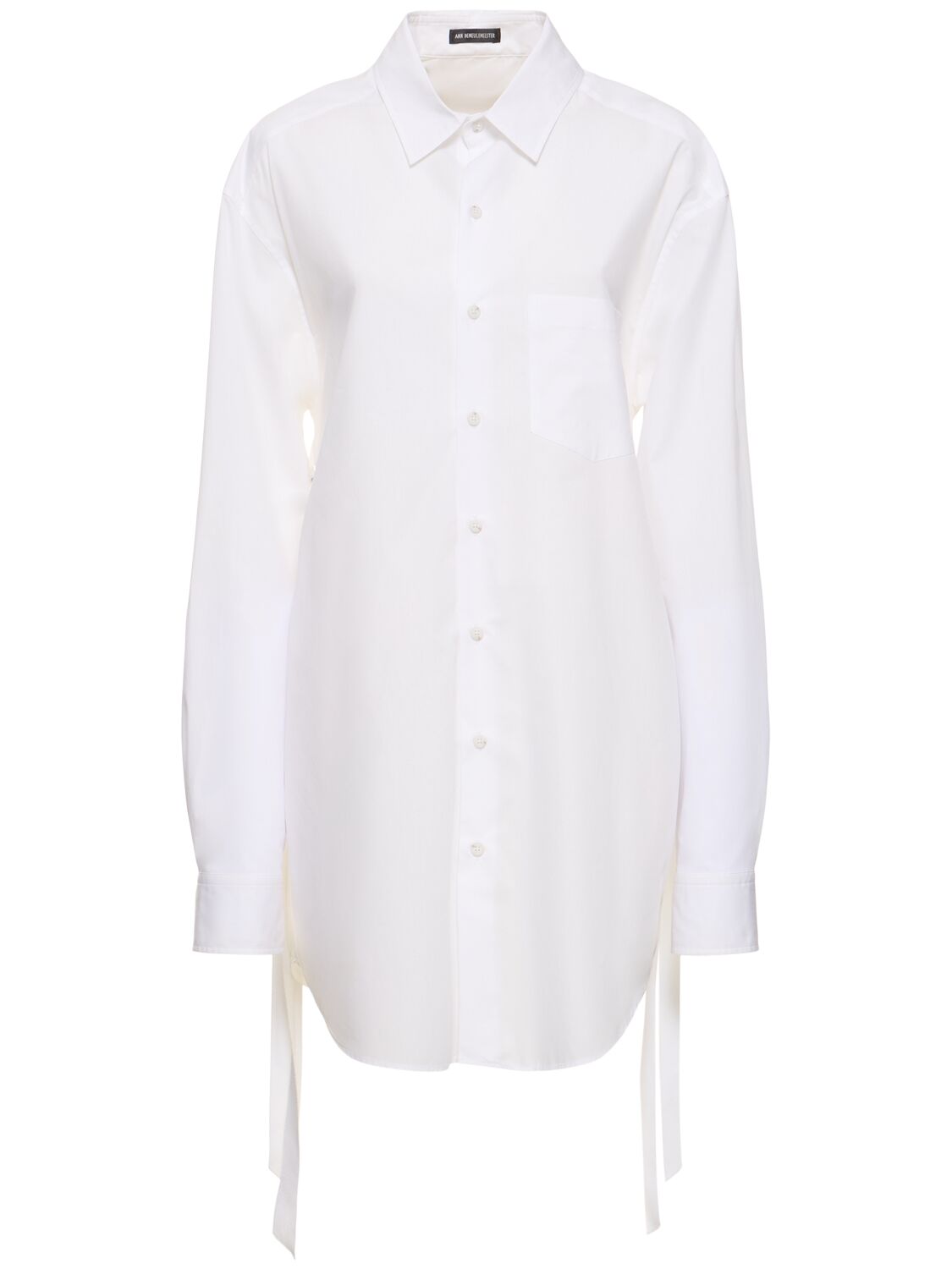Shop Ann Demeulemeester Dete Long Cotton Poplin Shirt In White
