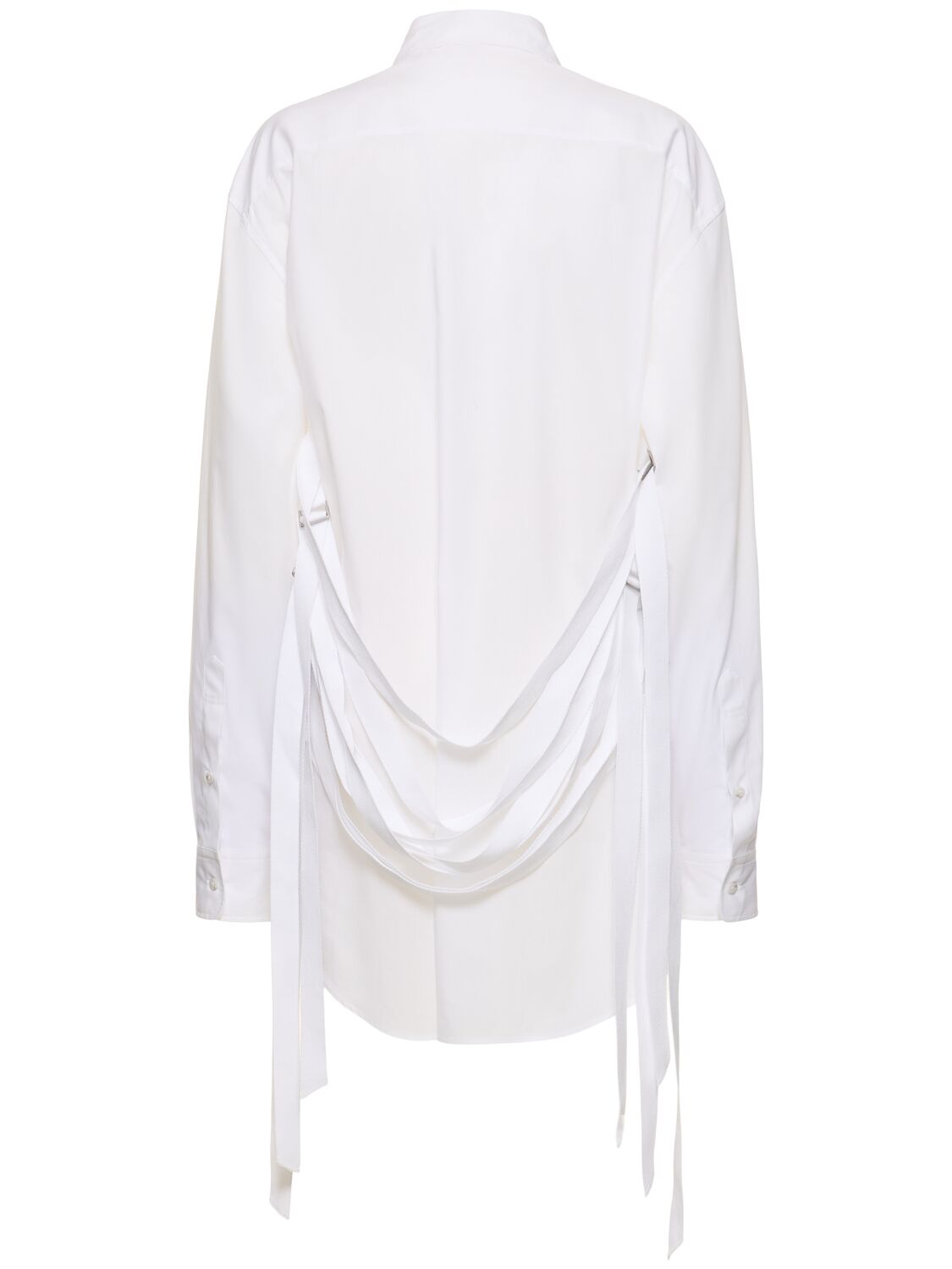 Shop Ann Demeulemeester Dete Long Cotton Poplin Shirt In White