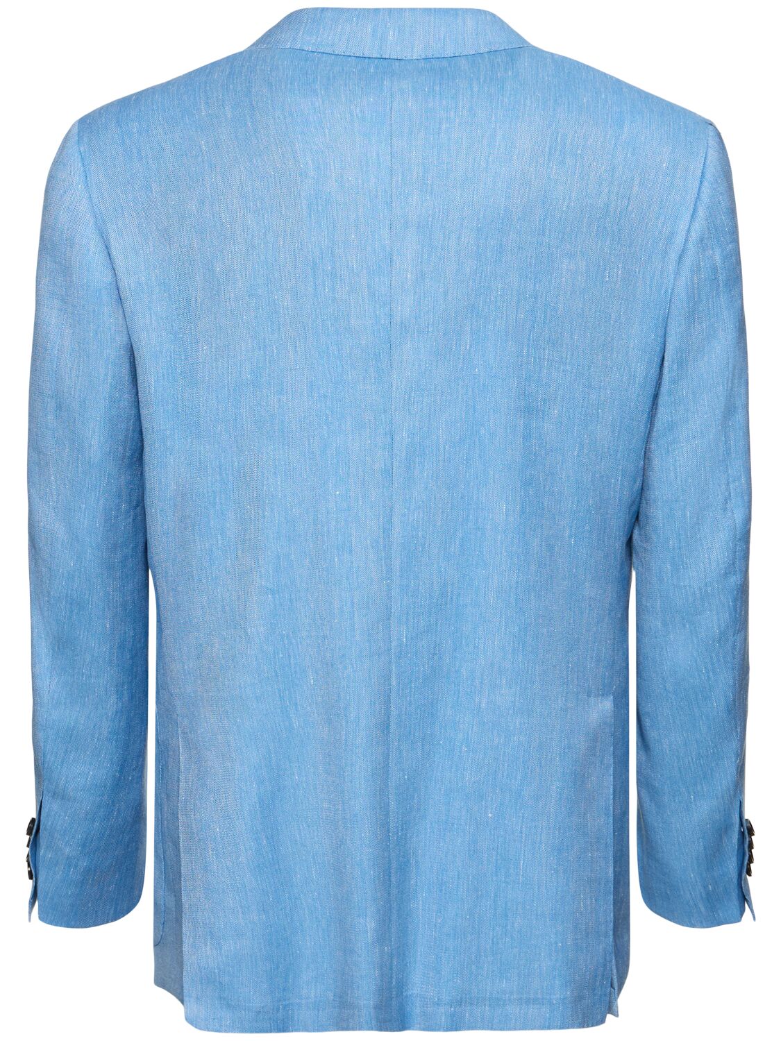 Shop Kiton Linen Blend Blazer In Sky Blue