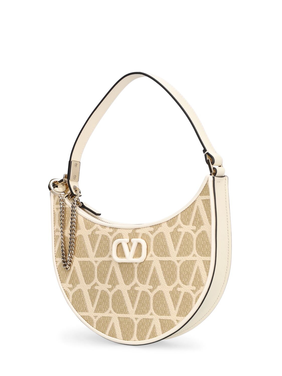 Shop Valentino Mini V Logo Signature Canvas Bag In Naturale,ivory