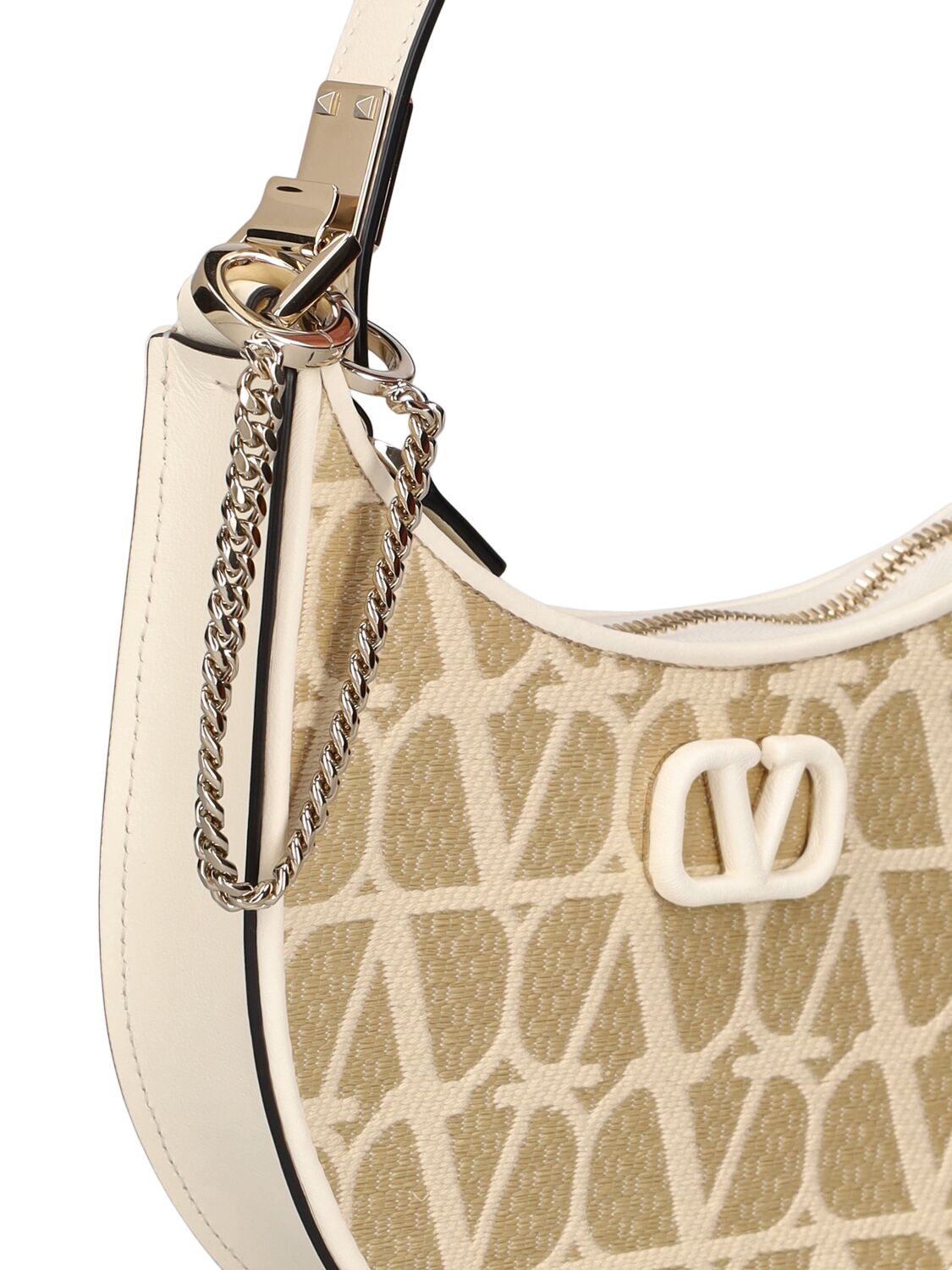 Shop Valentino Mini V Logo Signature Canvas Bag In Naturale,ivory