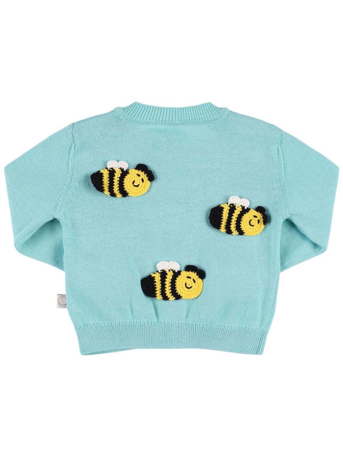 Shop Stella Mccartney Organic Cotton Embroidered Bee Cardigan In Light Blue
