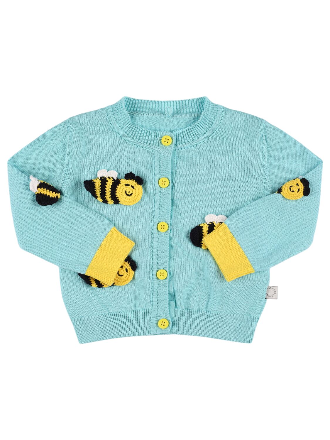 Stella Mccartney Kids' Organic Cotton Embroidered Bee Cardigan In Light Blue