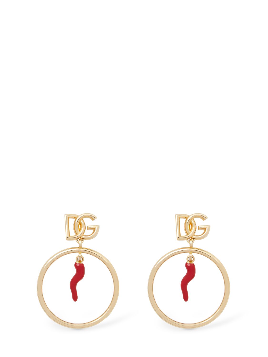 Dolce & Gabbana Dg Logo & Charm Hoop Earrings In Gold