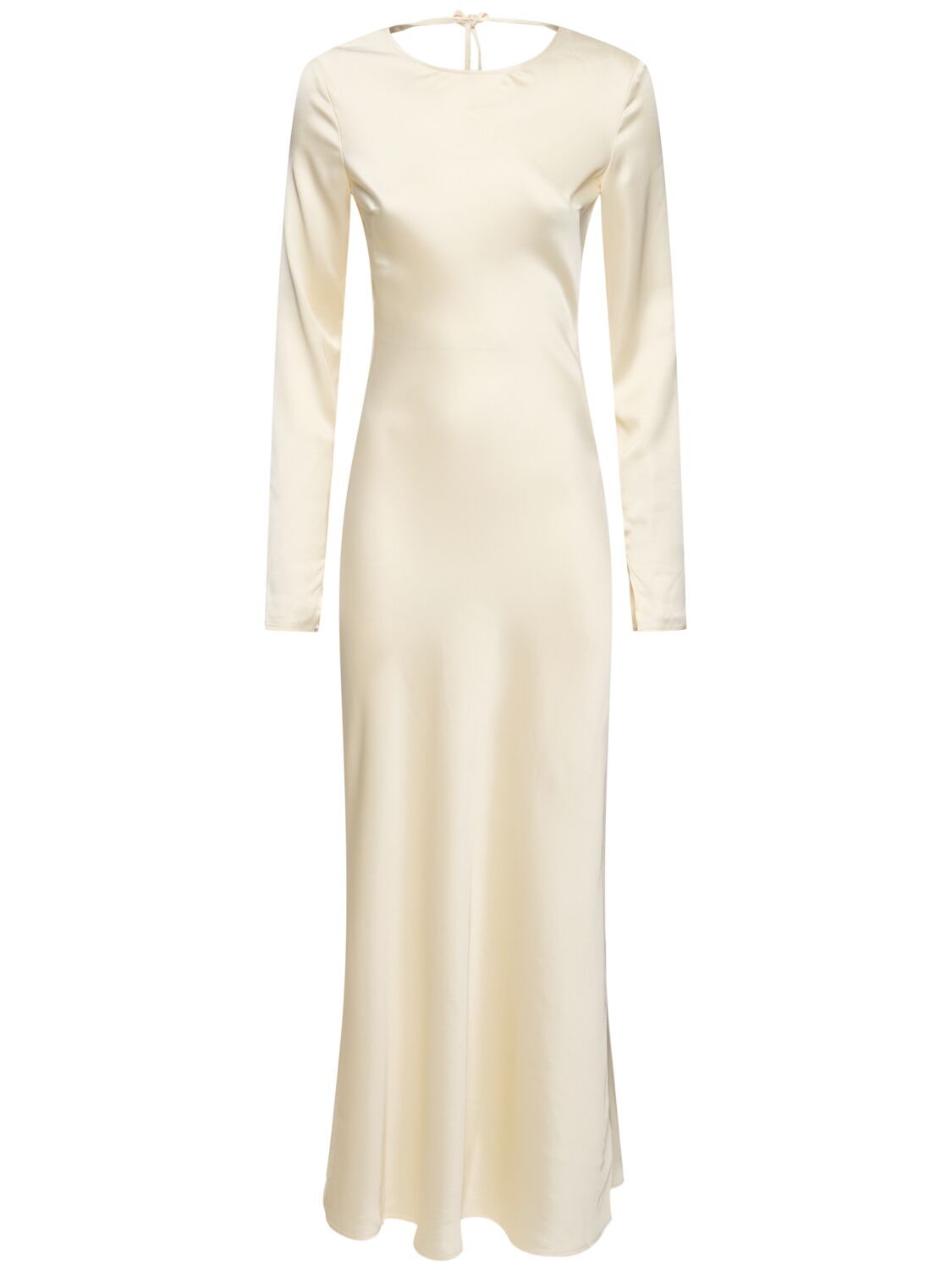 Weworewhat Open Back Satin Long Dress In Ivory