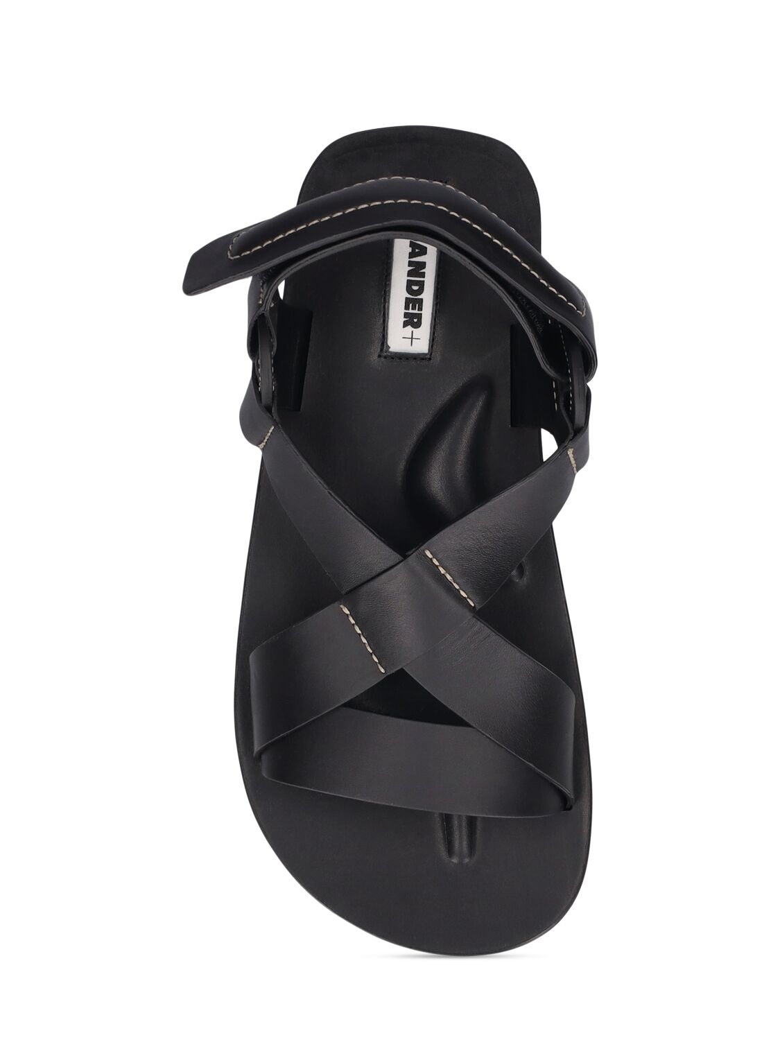 Shop Jil Sander 10mm New Tapes Leather Sandals In Black