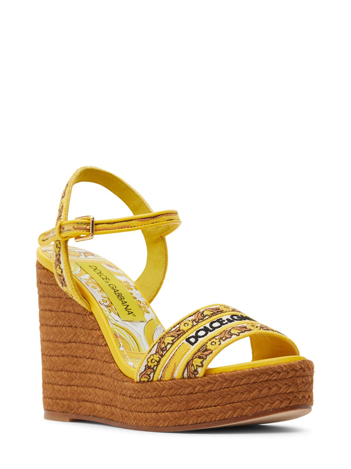 Shop Dolce & Gabbana 150mm Jacquard Espadrille Wedges In 多色