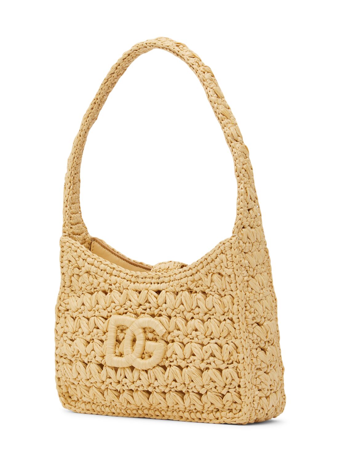 Shop Dolce & Gabbana 3.5 Raffia Shoulder Bag In Naturale