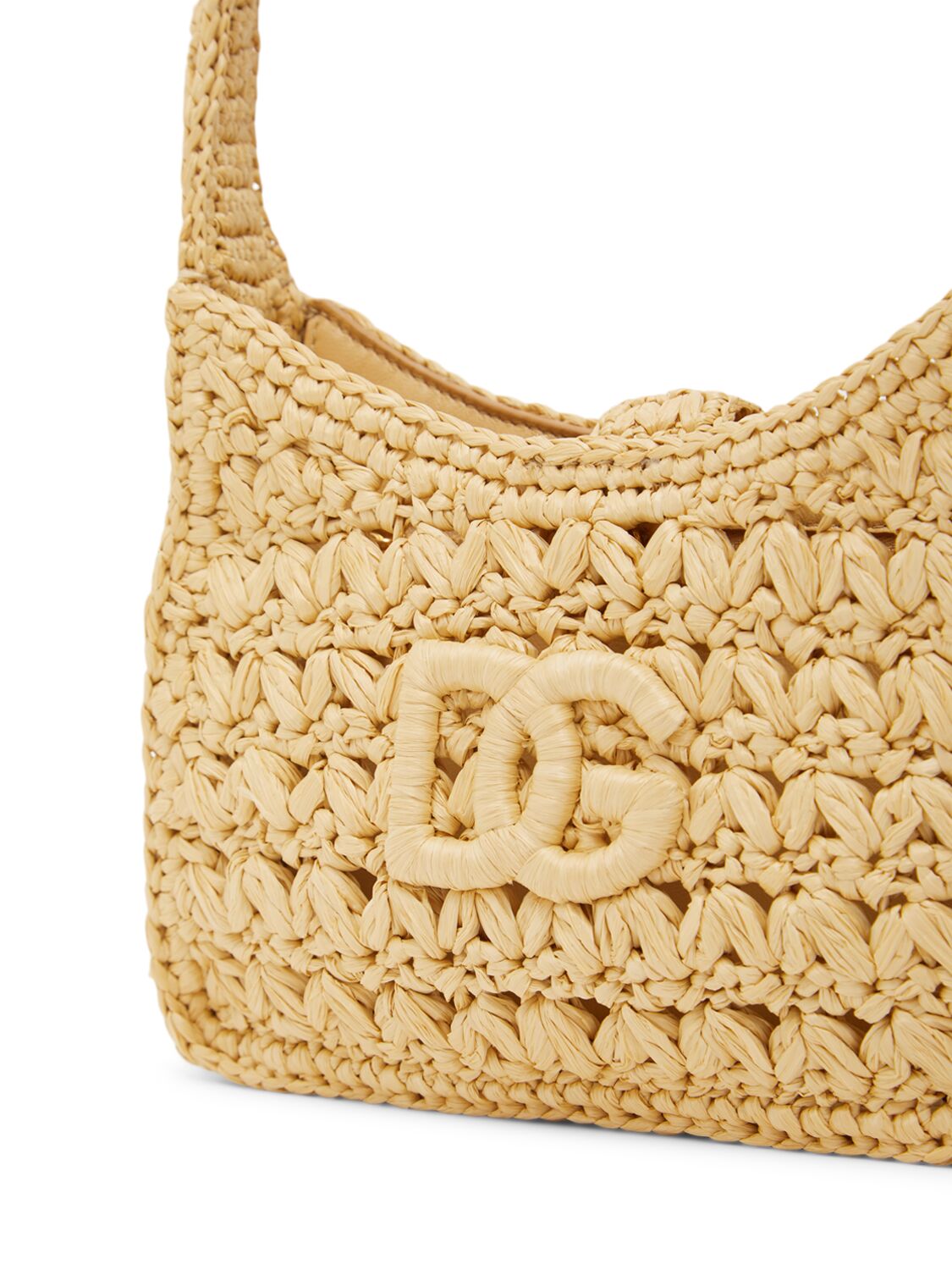 Shop Dolce & Gabbana 3.5 Raffia Shoulder Bag In Naturale