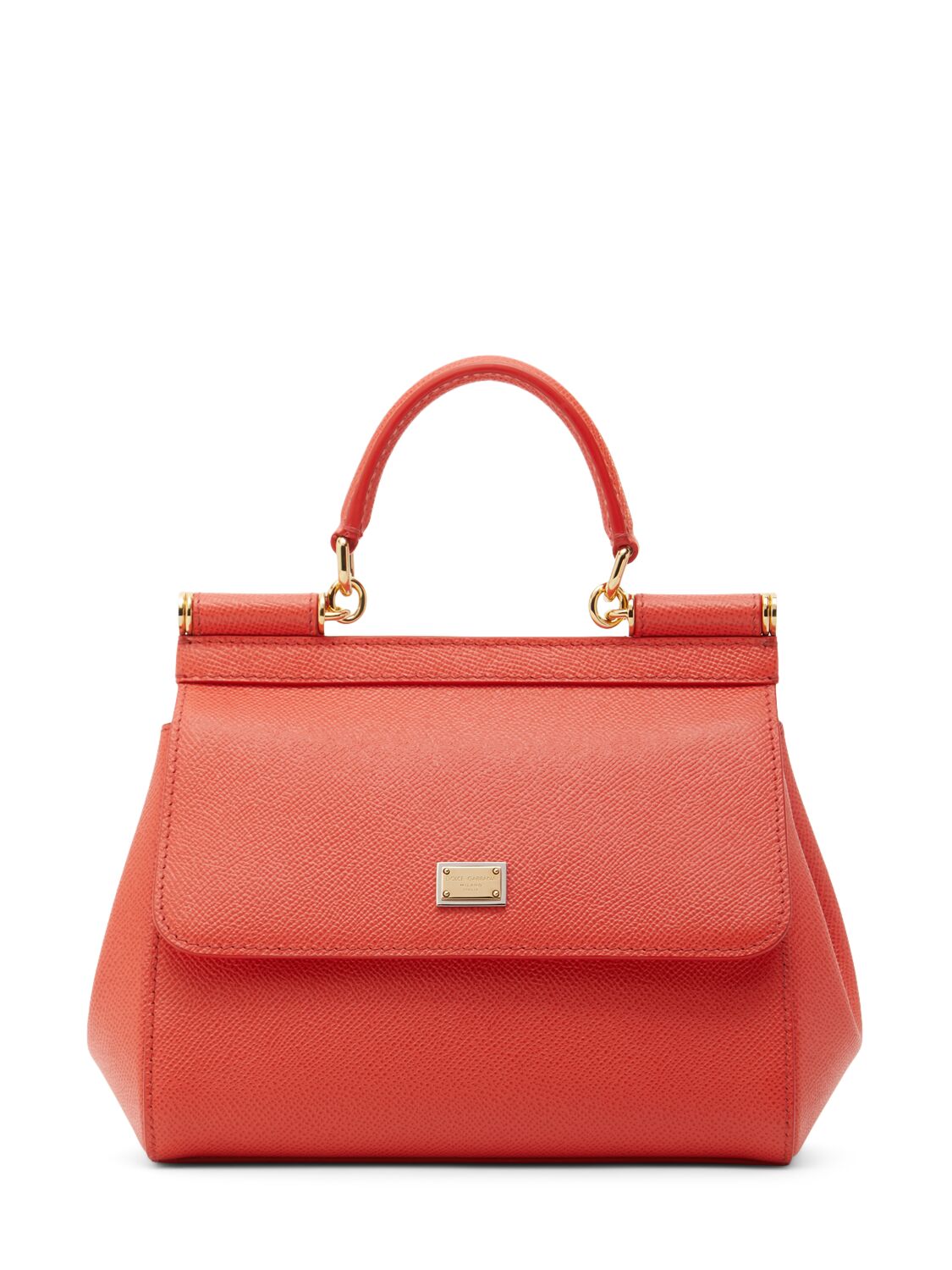 Dolce & Gabbana Small Sicily Dauphine Leather Bag In Orange