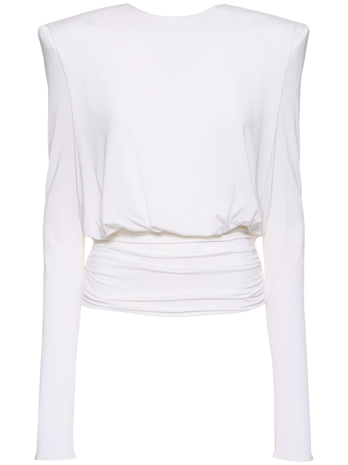 Magda Butrym Long-sleeve Draped Blouse In White
