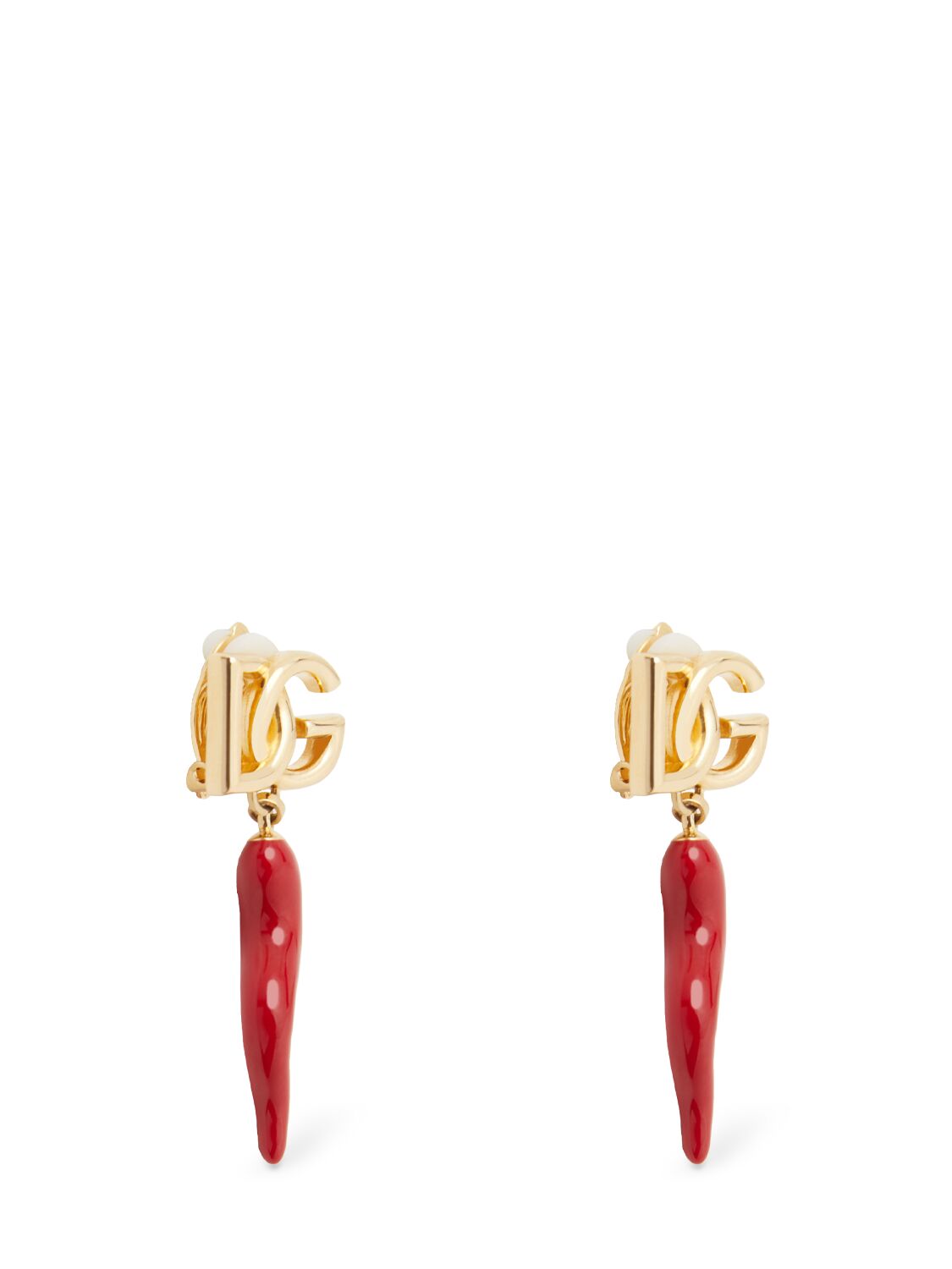 Shop Dolce & Gabbana Dg Charm Earrings In Gold/red