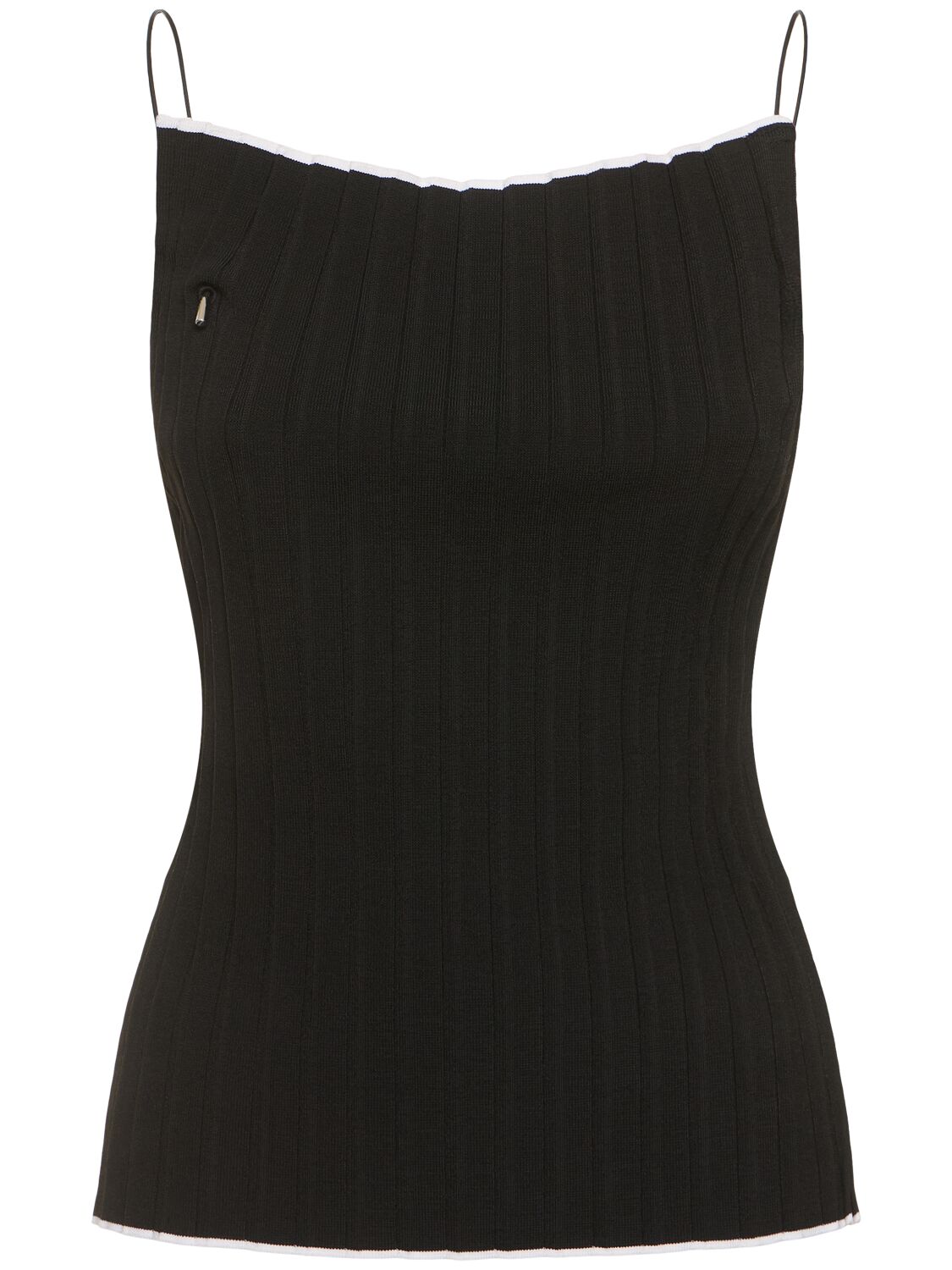 Shop Jacquemus Le Haut Maille Plissé Knit Top In Black,white