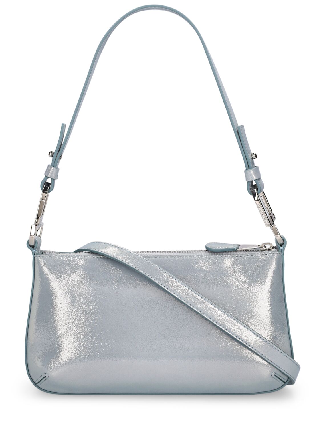 Shop Giorgio Armani Small Shiny Leather Shoulder Bag In Polvere