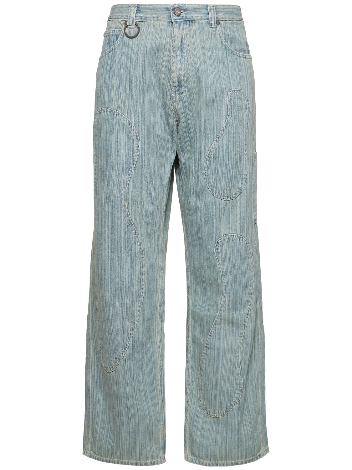 Shop Bonsai Oversize Cotton Denim Jeans In Light Blue