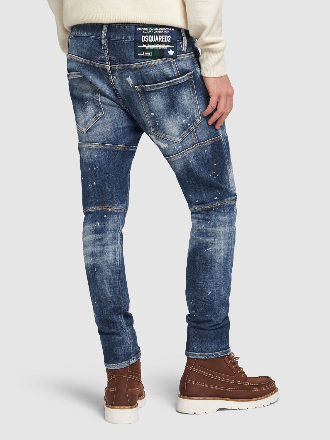 Shop Dsquared2 Tidy Biker Cotton Denim Jeans In Navy