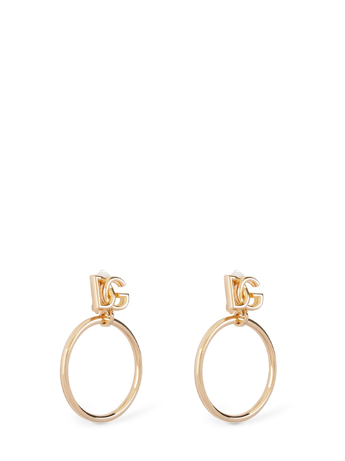 Shop Dolce & Gabbana Dg Logo Hoop Earrings In Gold