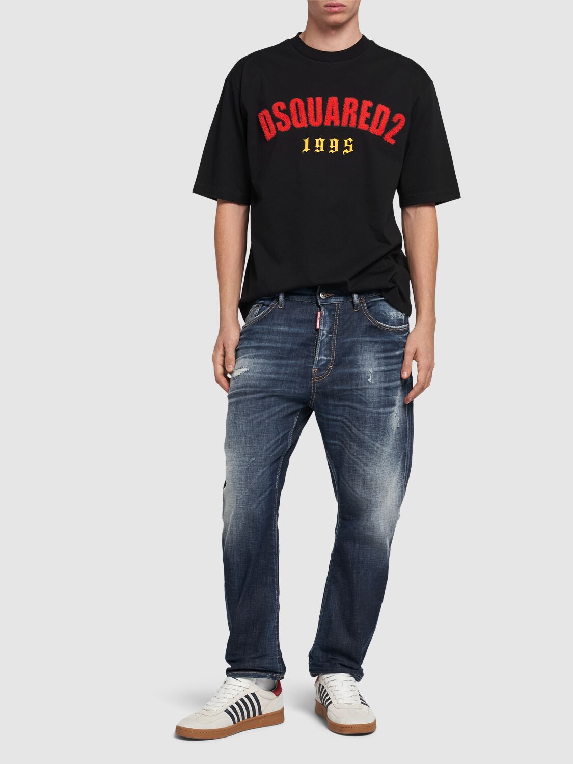 Shop Dsquared2 Bro Cotton Denim Jeans In Navy