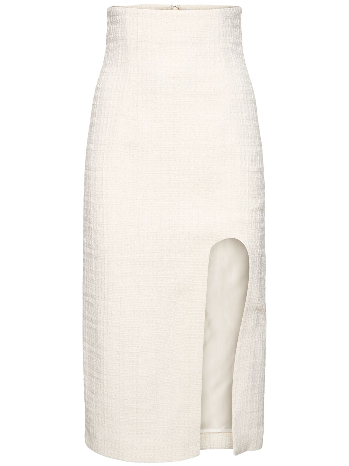 Alessandro Vigilante High Waist Tweed Midi Skirt In White