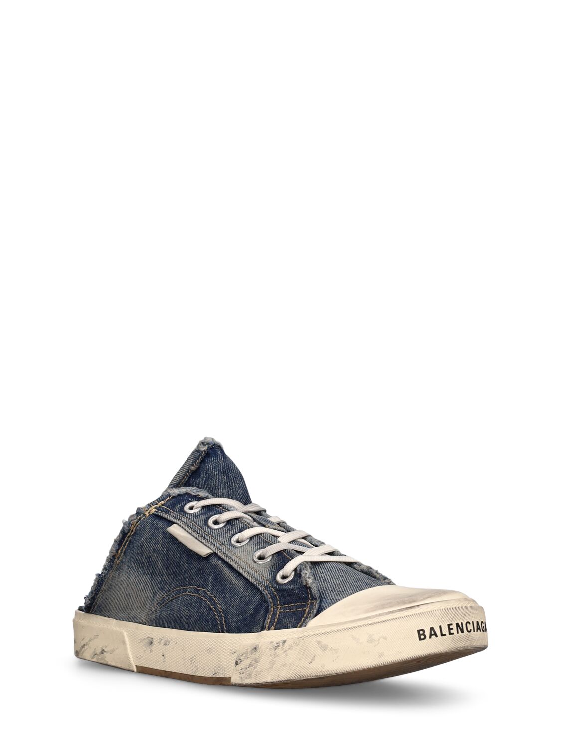 Shop Balenciaga Paris Denim Sneakers In Mid 90s Blue