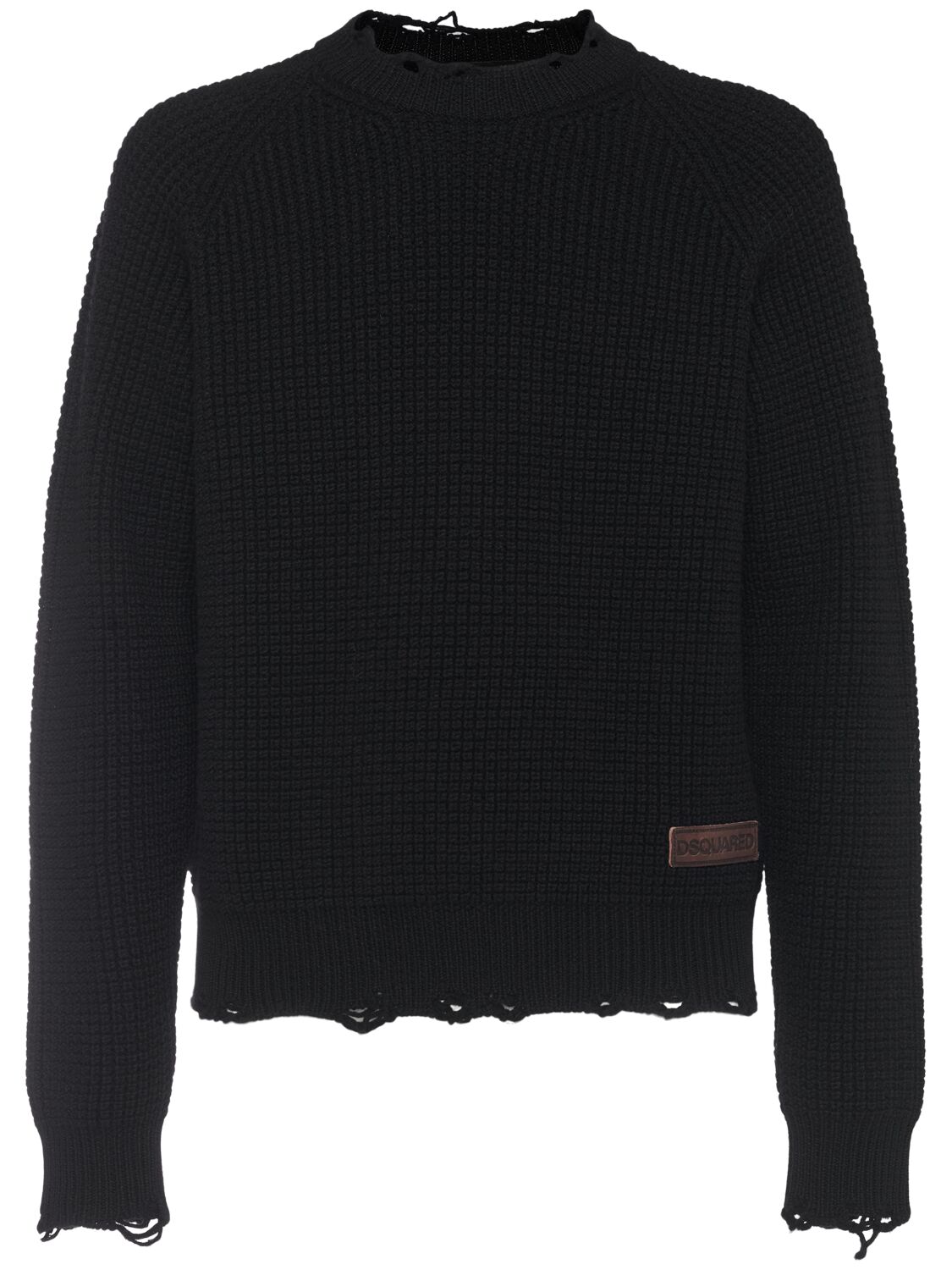 Dsquared2 Distressed Crewneck Sweater In Black