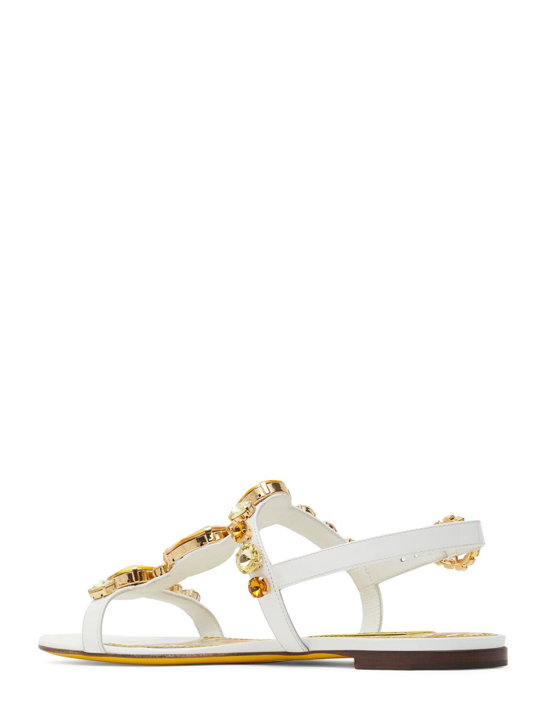 Shop Dolce & Gabbana 10mm Bianca Patent Leather Flat Sandals In 白色/多色