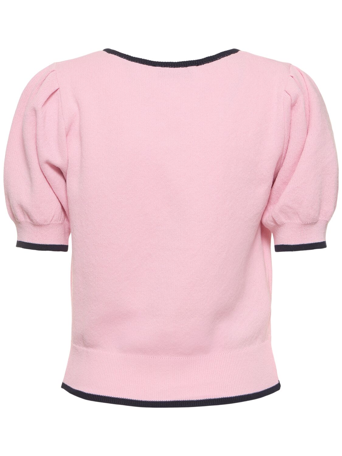 Shop Dunst Scoop Neck Puff Sleeve Cardigan In Pink
