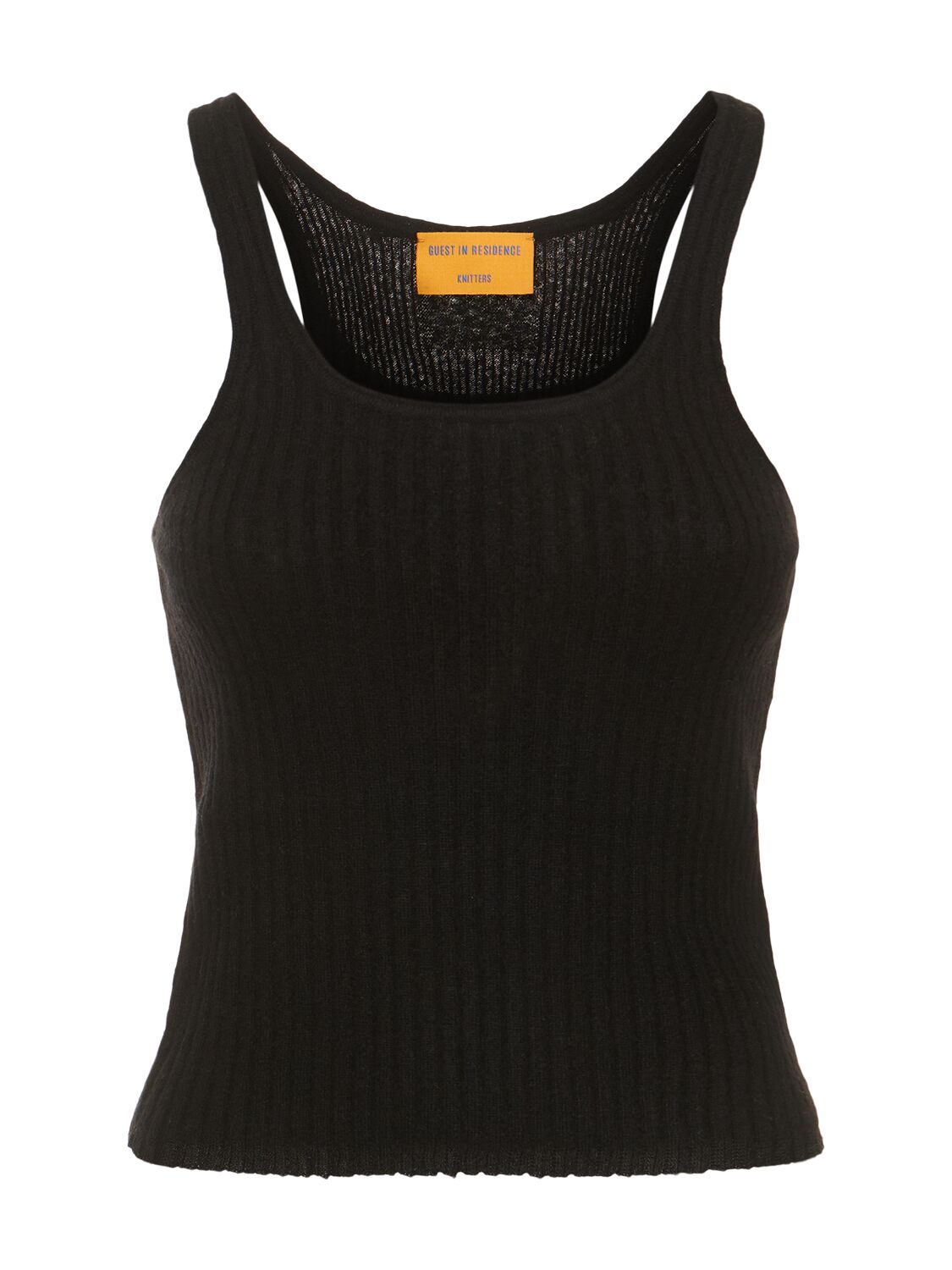 Guest In Residence Merino-cashmere-silk Cropped Tank Top In Black