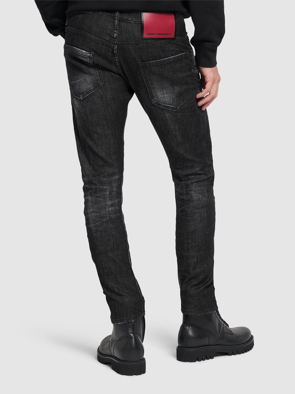 Shop Dsquared2 Sexy Twist Stretch Cotton Denim Jeans In Black