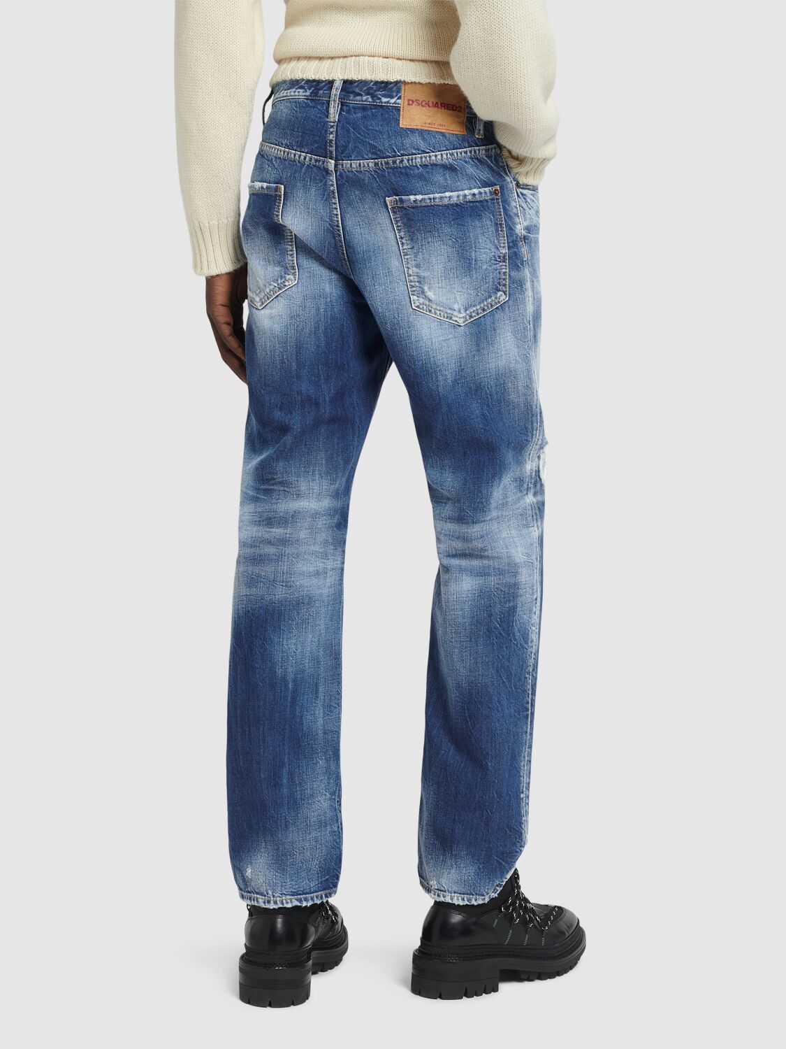 Shop Dsquared2 642 Cotton Denim Jeans In Navy