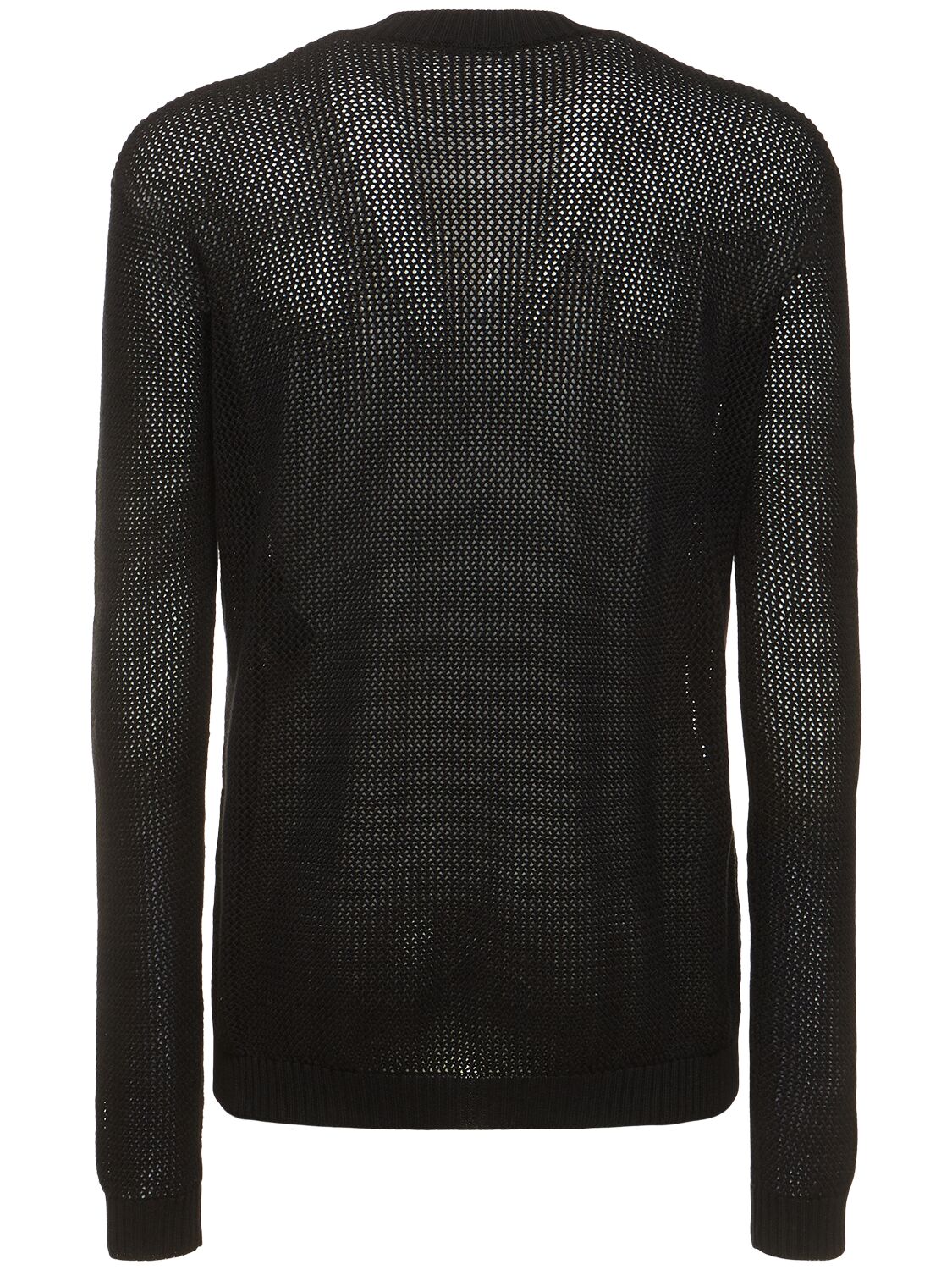 Shop Ann Demeulemeester Manus Crochet Crewneck Sweater In Black