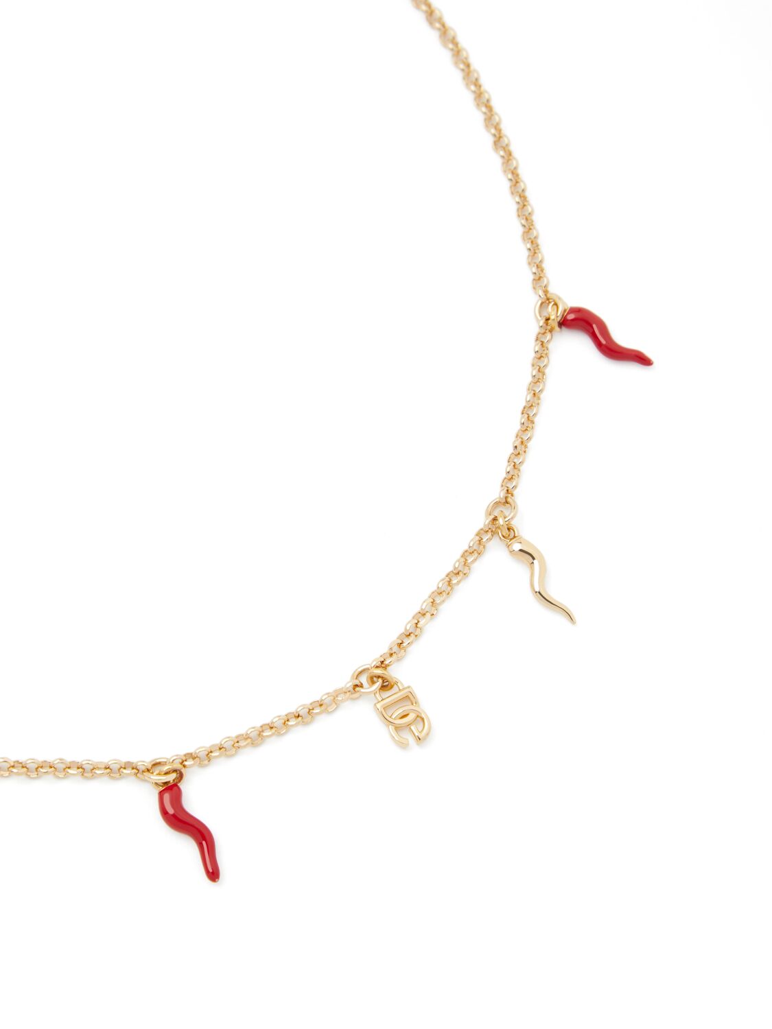 Shop Dolce & Gabbana Dg Logo & Charm Necklace In Gold/red