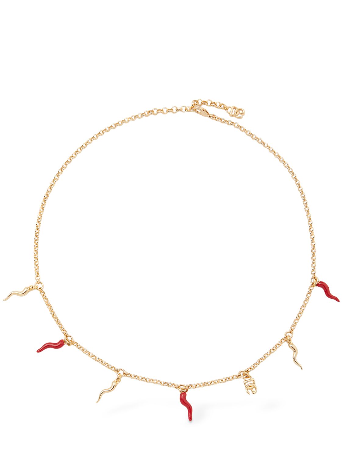 Dolce & Gabbana Dg Logo & Charm Necklace In Gold
