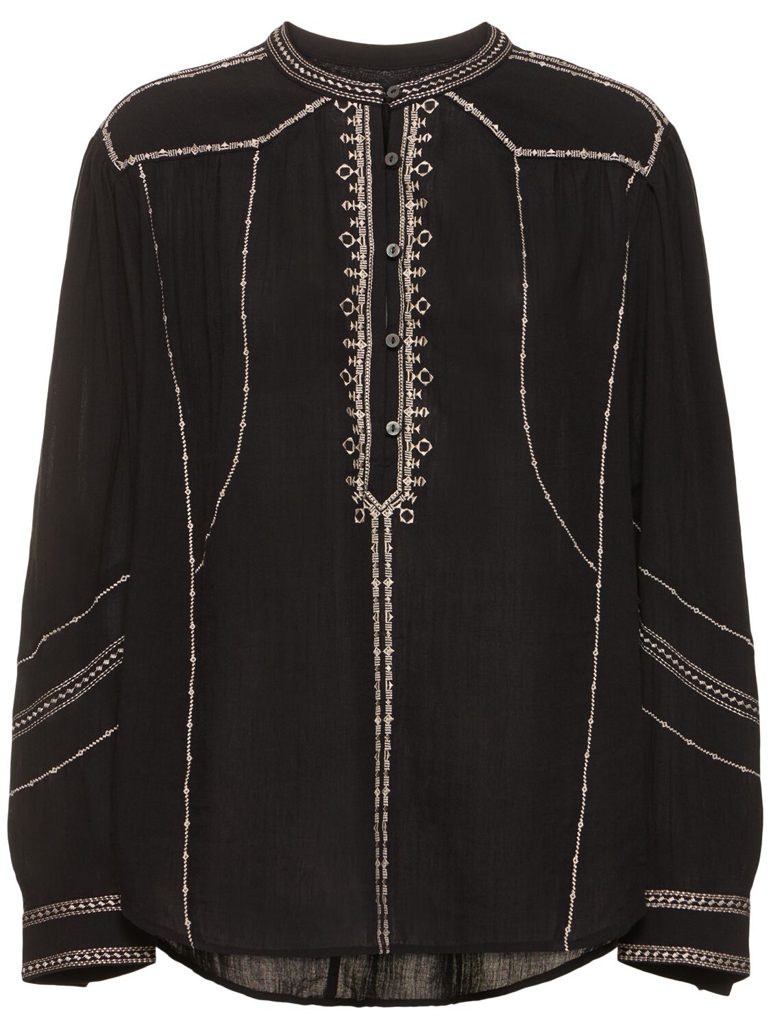 Marant Etoile Pelson Embroidered Cotton Shirt In Black