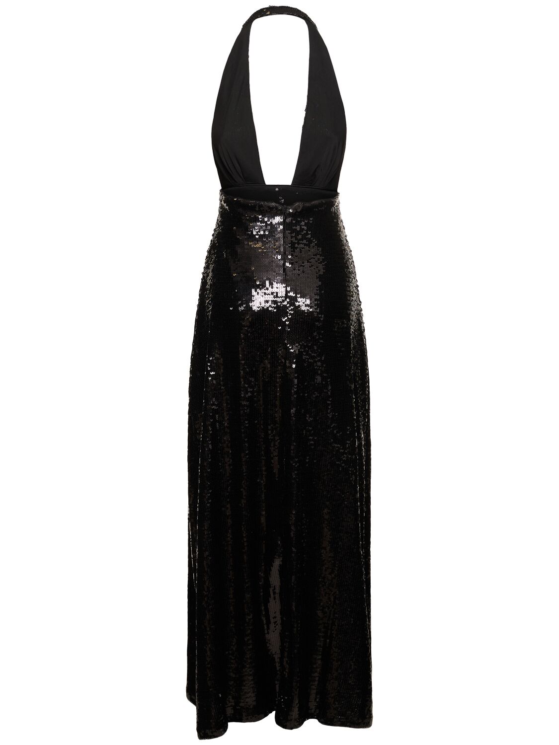 Shop Weworewhat Sequined Halter Neck Midi Dress In Black
