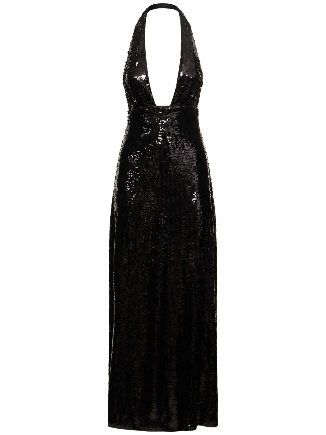 Weworewhat Sequined Halter Neck Midi Dress In Black