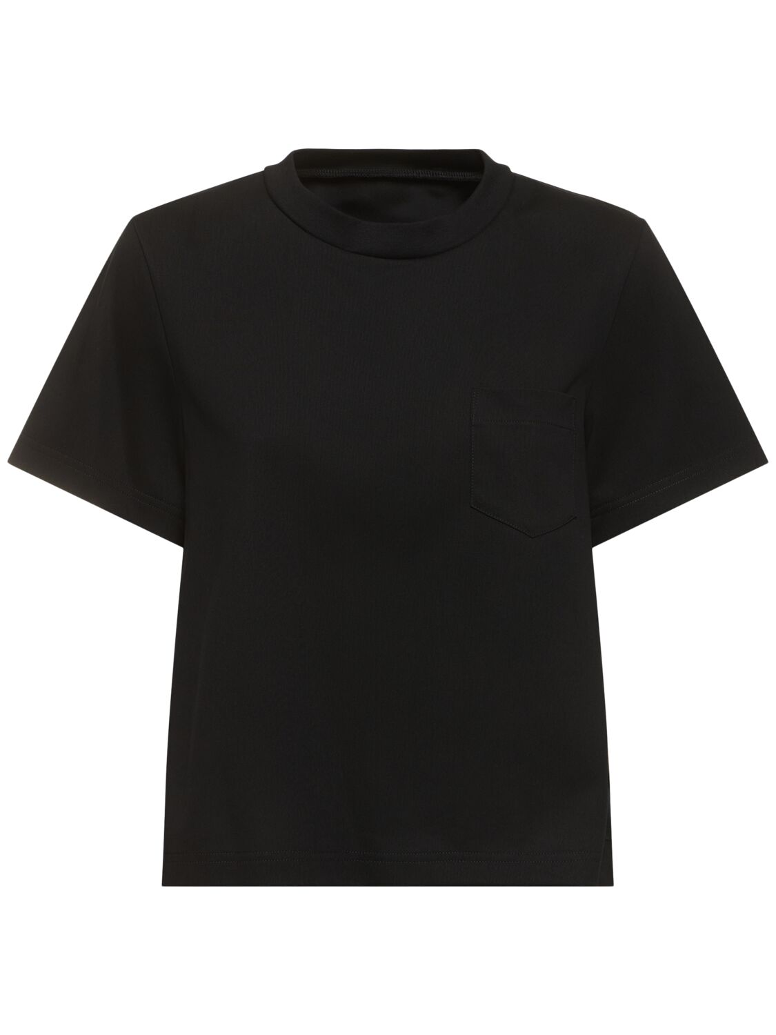 Sacai Cotton Jersey & Nylon Twill T-shirt In Black