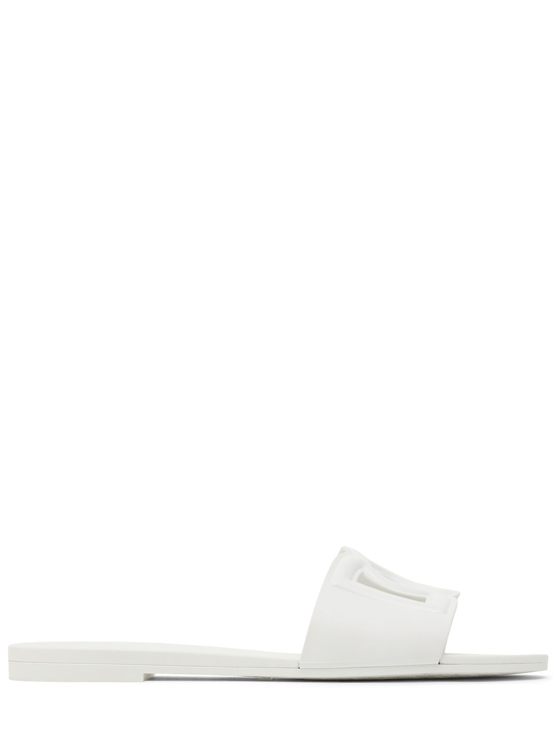 Dolce & Gabbana 10mm Rubber Flat Sandals In White
