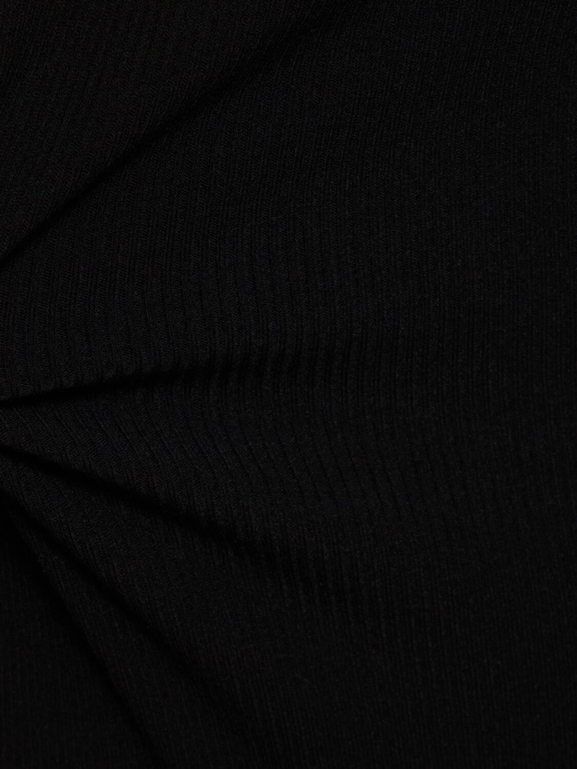 Shop Michael Kors Stretch Viscose Long Sleeve Bodysuit In Black
