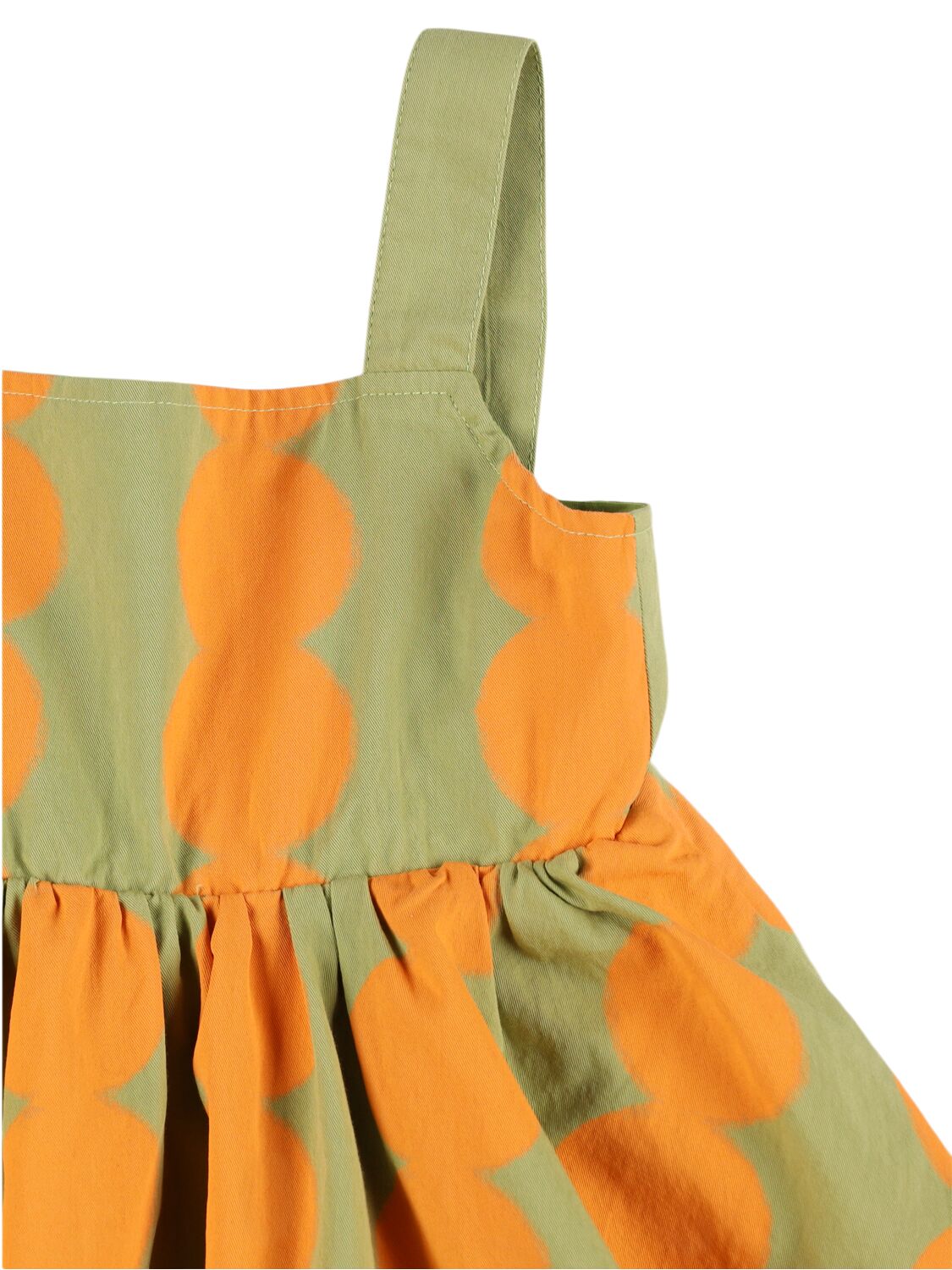 Shop Jellymallow Tiered Cotton Dress In Green,orange
