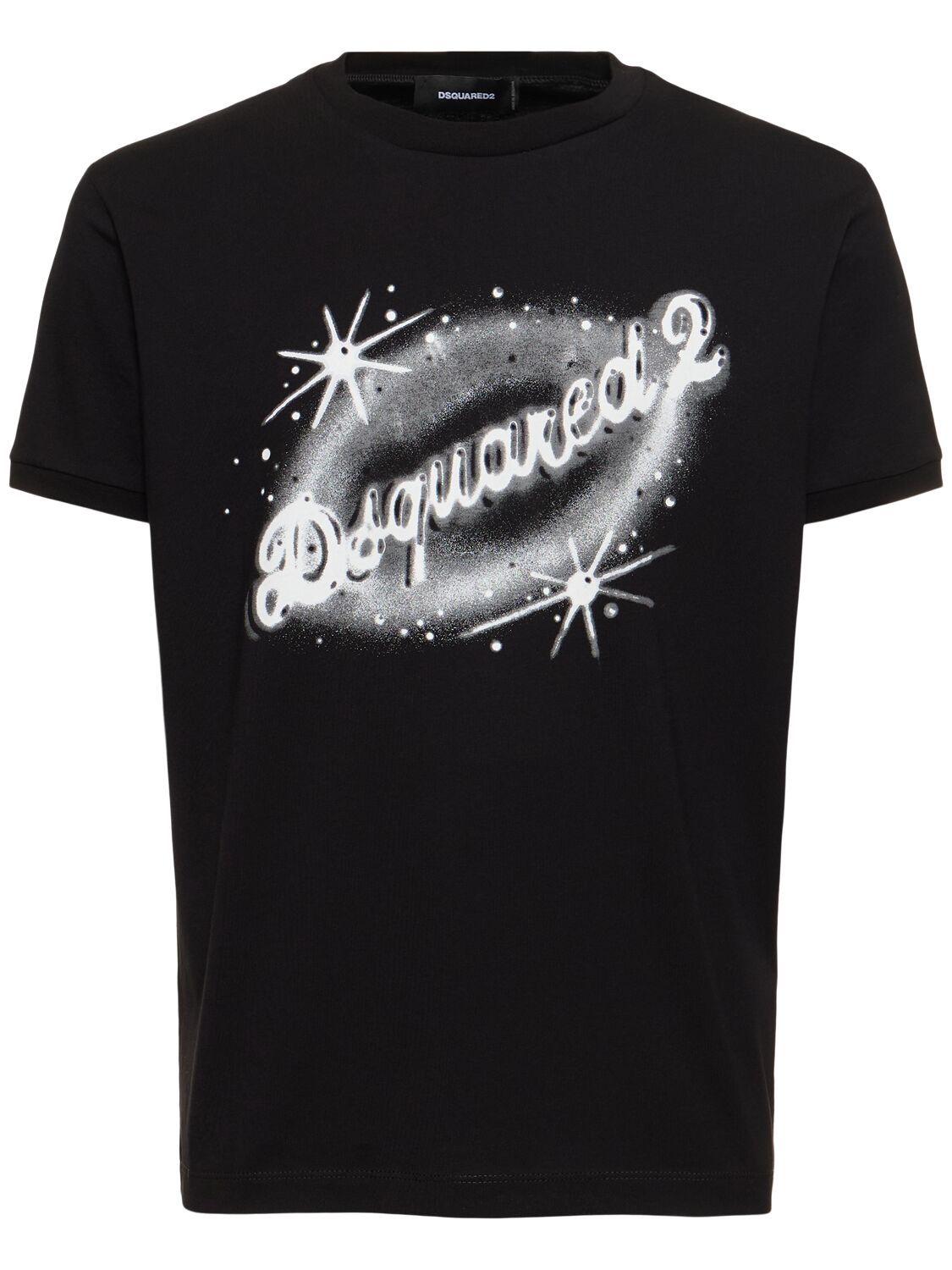 Shop Dsquared2 Logo Print Cotton Jersey T-shirt In Black