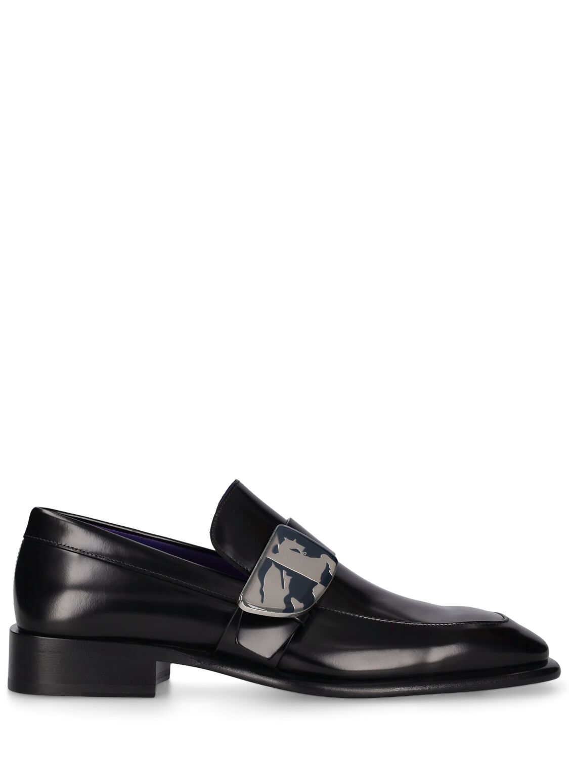 Burberry Shield Edk Leather Loafers In Black